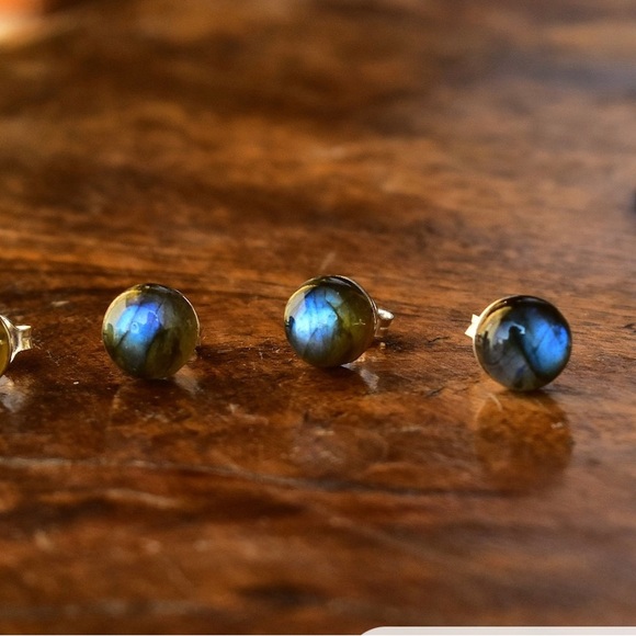 Etsy Sterling Silver Labradorite Studs - Picture 4 of 6